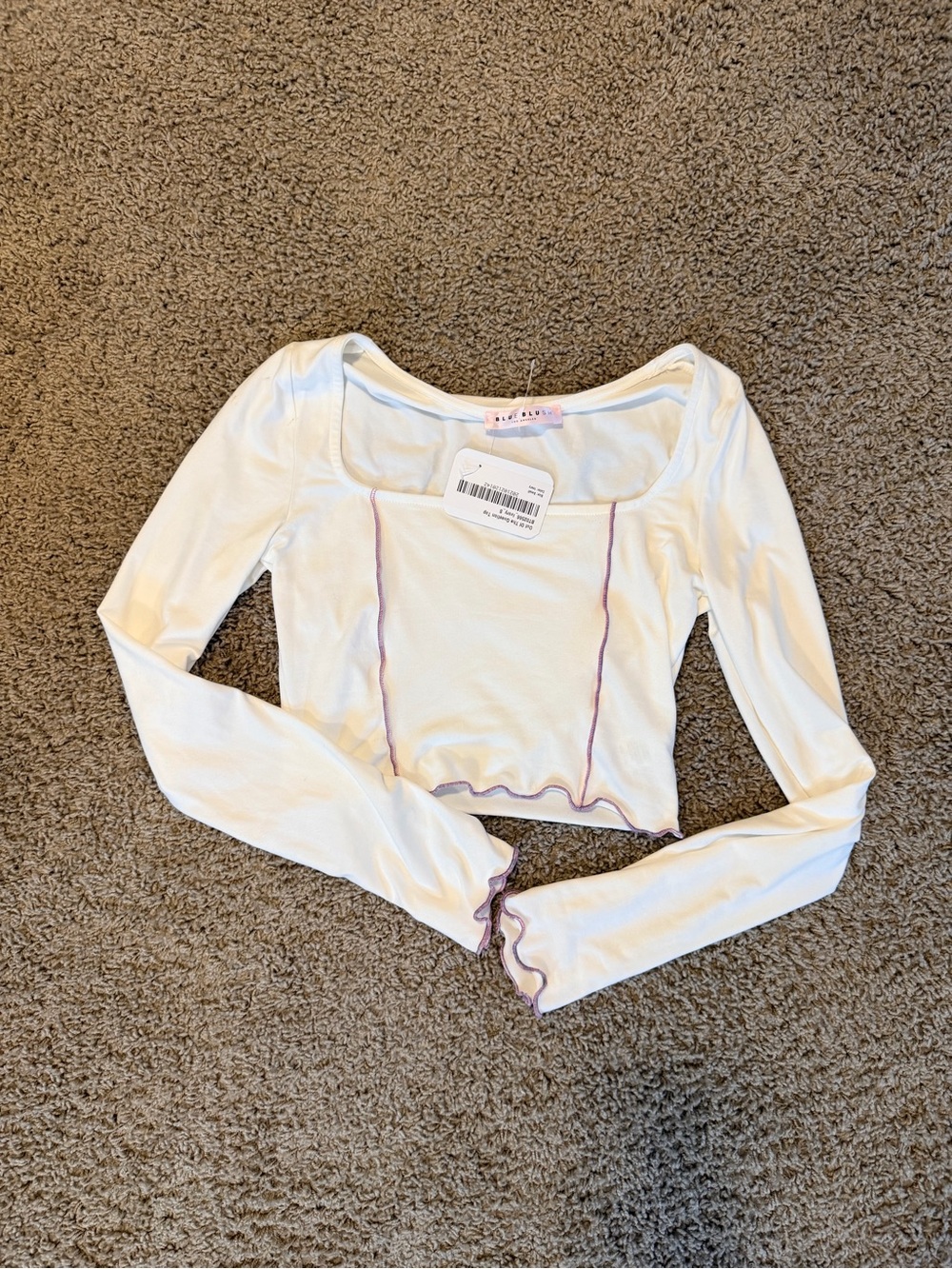 NWT Blue Blush Long Sleeve top with Pink Detail